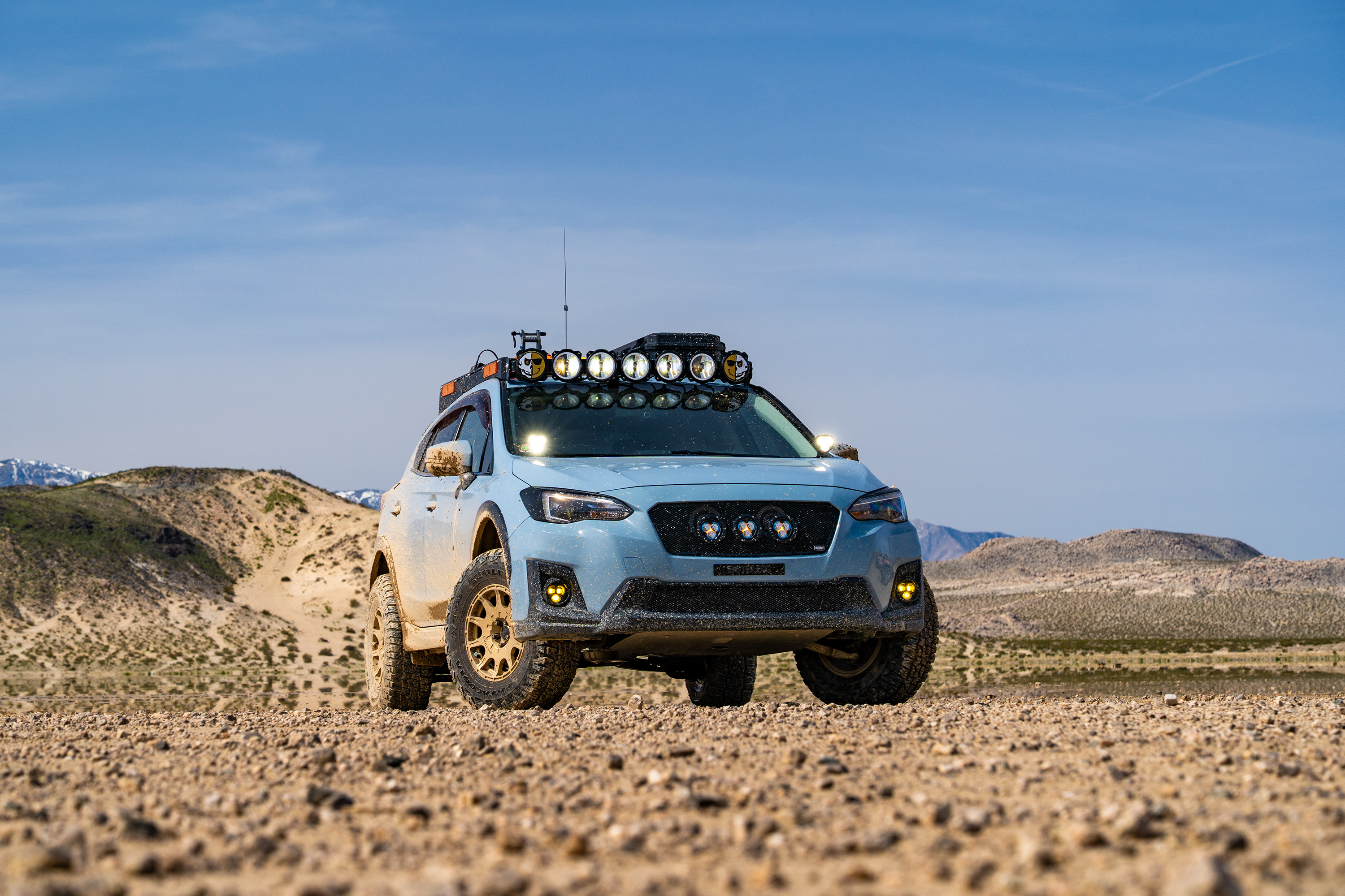 milestar patagonia at pro on blue subaru crosstrek