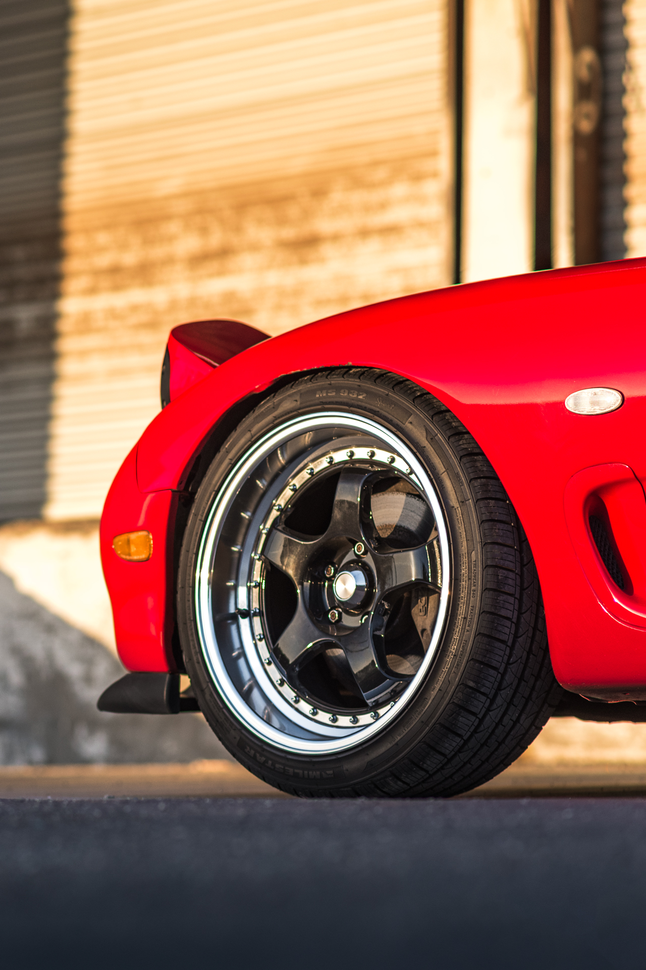 milestar ms932 sport on red mazda rx7