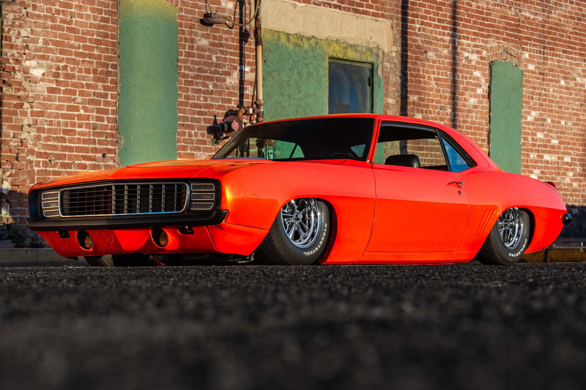 milestar streetsteel on orange chevrolet camaro